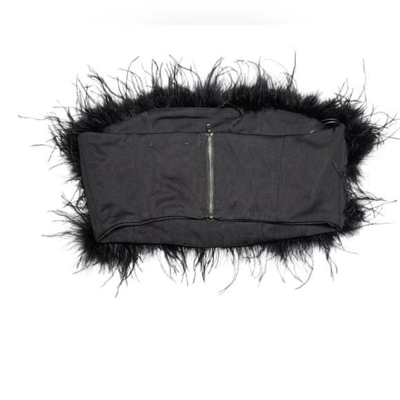 Emprada Catalina Black Feather Embellished Whimsigoth Fairy Crop Top M - Picture 3 of 9